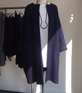 Navy 100% Boiled Wool Coat