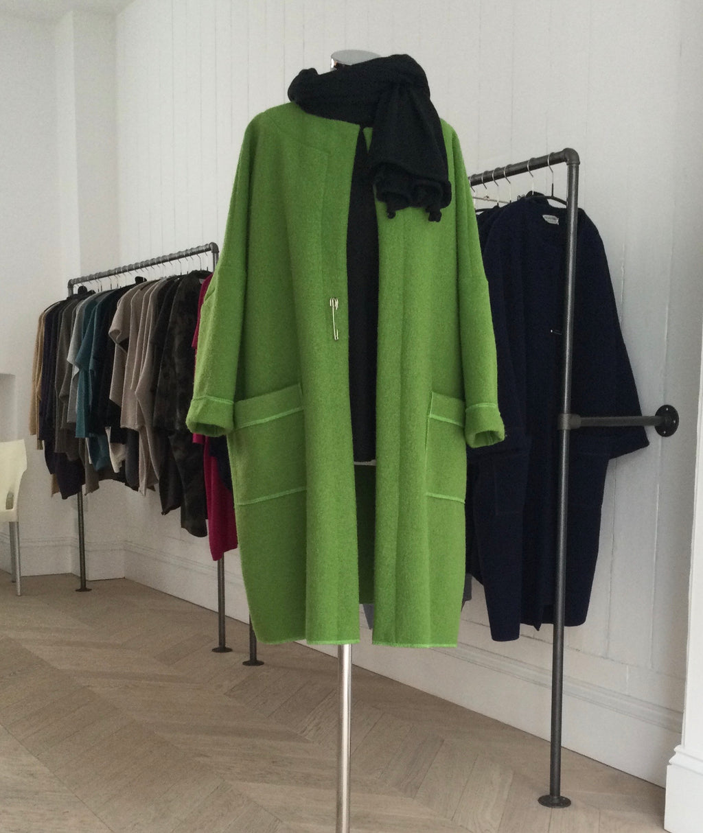 Apple Green 100% Boiled Wool Coat