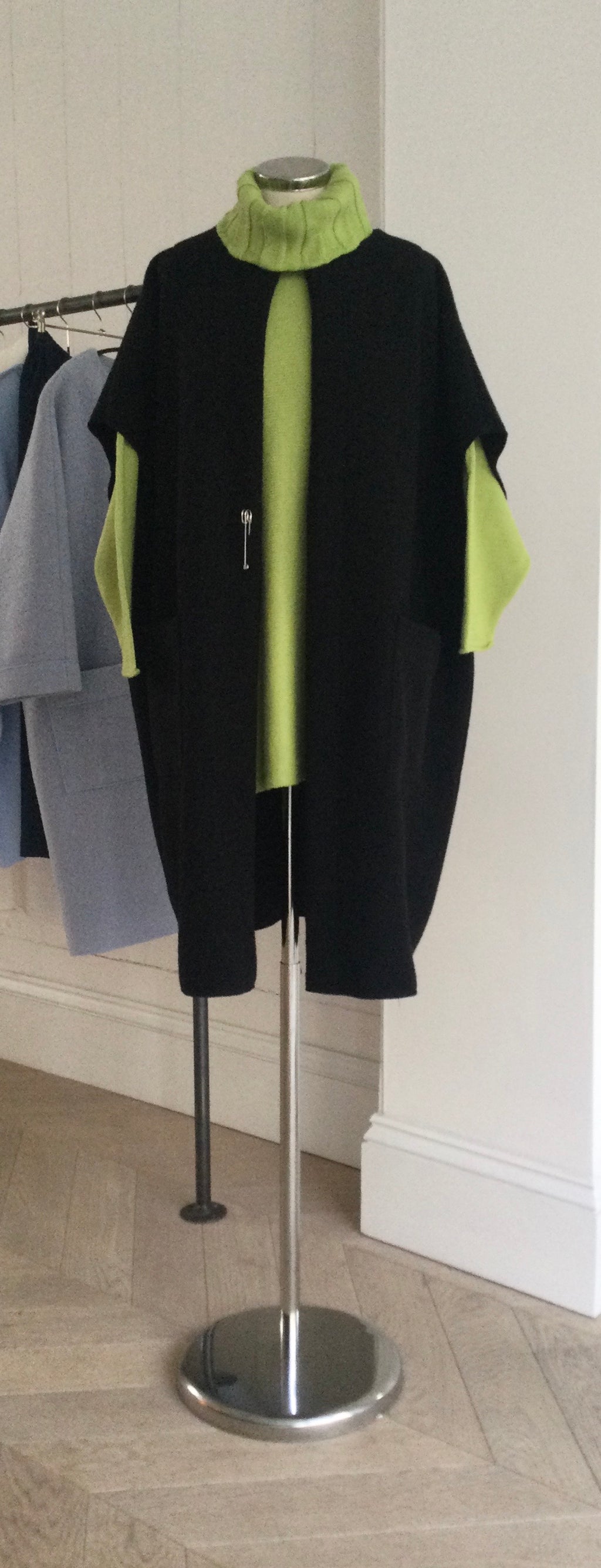 Black 100% Boiled Wool Gilet