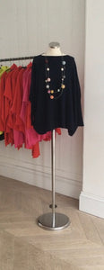 Navy Slash Neck Sideways Jumper