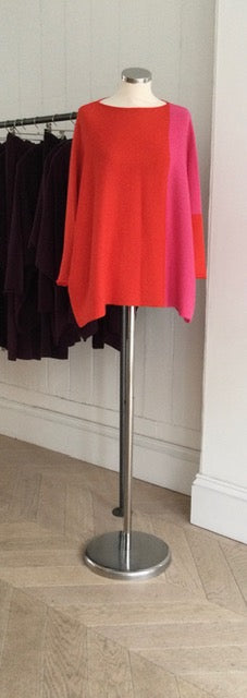 Red / Pink Slash Neck Jumper