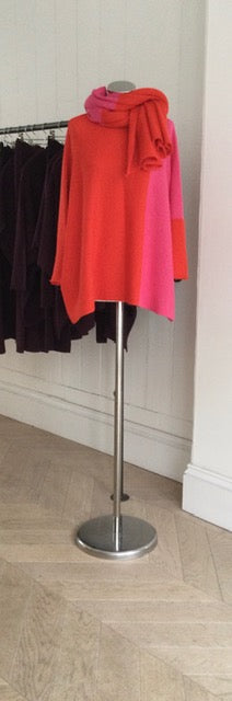 Red / Pink Slash Neck Jumper