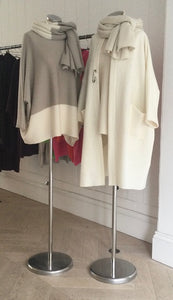 Taupe / Winter White Slash Neck Jumper