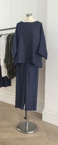 Denim Chambray Cropped Trouser