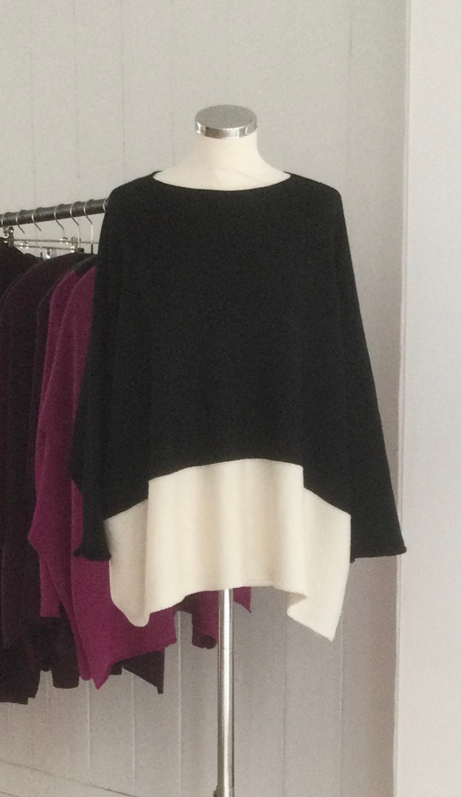 Black / Winter White Slash Neck Jumper