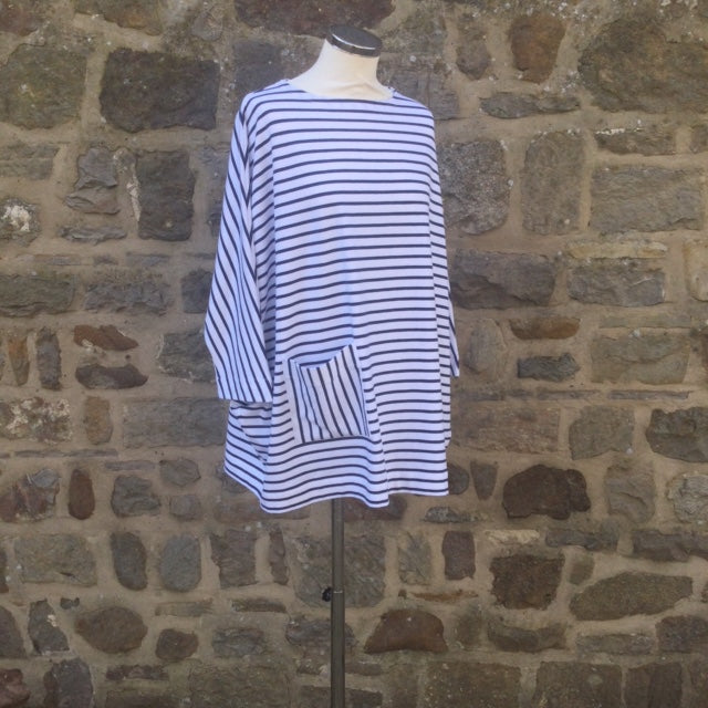 Stripped Jersey Top with pocket