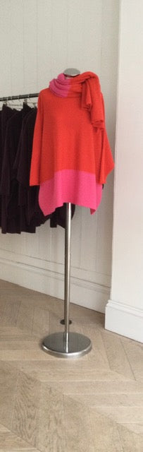 Red / Pink Slash Neck Jumper